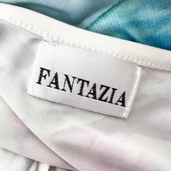 Fantazia Blouse Women Large Multicolor Floral All Over Print Cold Shoulder S/S - Picture 5 of 12